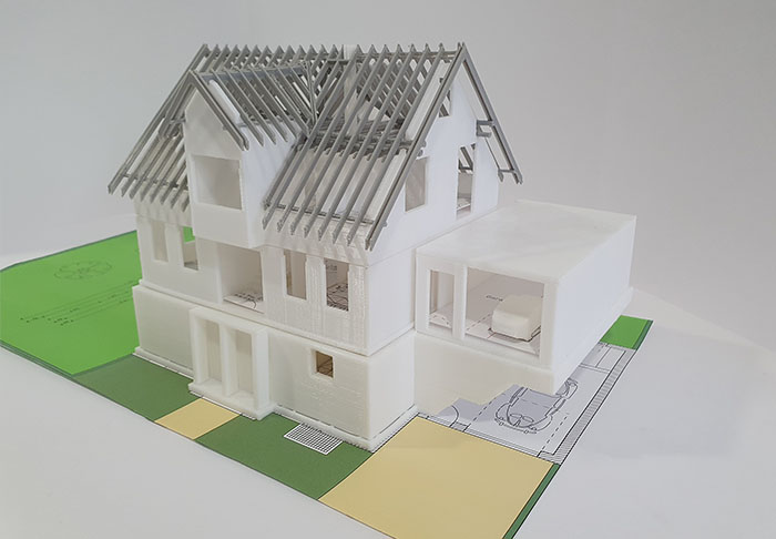 statisches Modell Zweifamlienhaus, Maßstab 1 - 75
